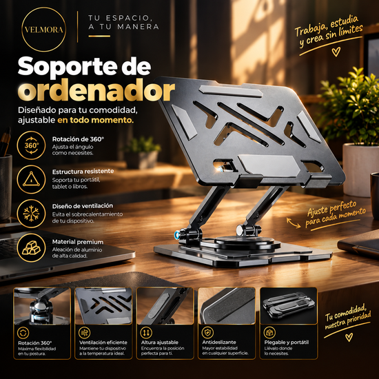 Soporte ajustable de aluminio para portátil